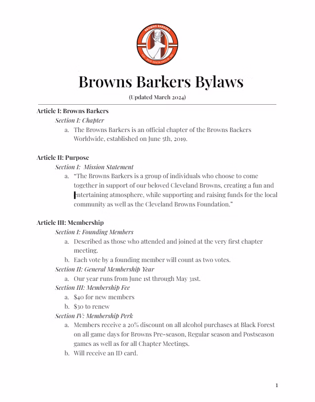 Bylaws Page 1